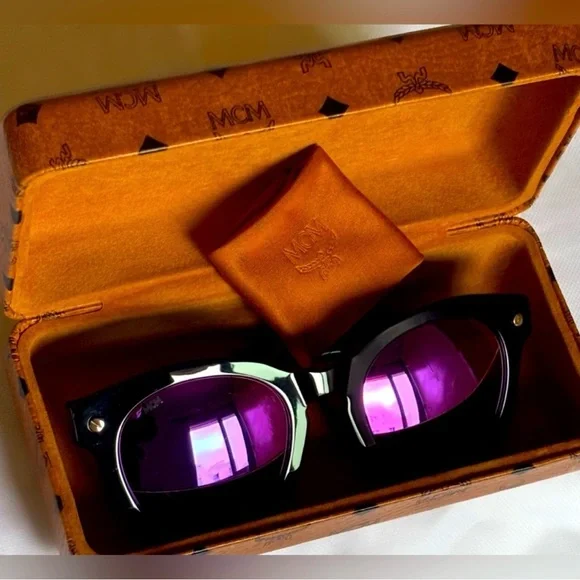 Authentic MCM Designer Name Brand Purple Mirror Lens Sunglasses Italy Runway NEW